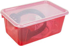 Storex Small Cubby Bins – Plastic Storage Containers for Classroom with Non-Snap Lid, 12.2 x 7.8 x 5.1 inches, Tint Red, 5-Pa