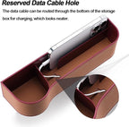 2PCS Car Seat Gap Filler Organizer, Leather Multi-Functional Vehicle Console Gap Pocket Organizer with Cup Holder, Automotive Seat Crevice Filler Storage Box, Universal for Vehicles (Brown)