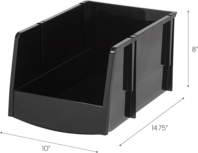 IRIS USA Stackable Storage Bins Open Front, 6 Pack, Plastic Hanging Organizer Caddy Basket for Hardware Crafts, Small Parts, 