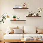 Wood Floating Shelves for Wall Set of 3, 22 Inch Rustic Floating Shelf Wall Mount, Solid Wooden Bathroom Floating Shelves for