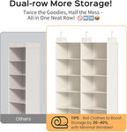 ALLTIDYUP White 5-Tier Hanging Closet Storage Organizer - Space-Saving Dual-Row Foldable Shelves with 3 Hooks, Wardrobe Organ