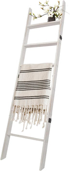 6-Tier Blanket Ladder – 5.5 Ft Wall Leaning Quilt Rack, Farmhouse Blanket Storage for Living Room, Bedroom & Bathroom – Rusti