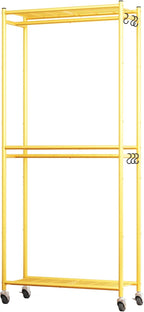 Sakugi Clothes Rack - 33.0" x 12.2" x 79.5" Clothing Rack with Shelves & Wheels, Multi-Functional Wardrobe Closet with Hooks,