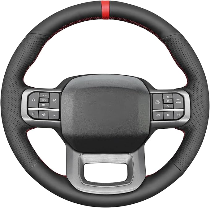 MEWANT Steering Wheel Covers for Ford F-150 2021-2023 / F-150 Lightning 2022-2023 Hand-Stitched F150 Steering Wheel Wrap
