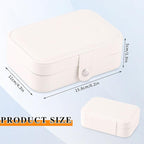 Travel Jewelry Box, PU leather Small Jewelry Organizer For Female Girls, double layer portable mini travel case for storing e