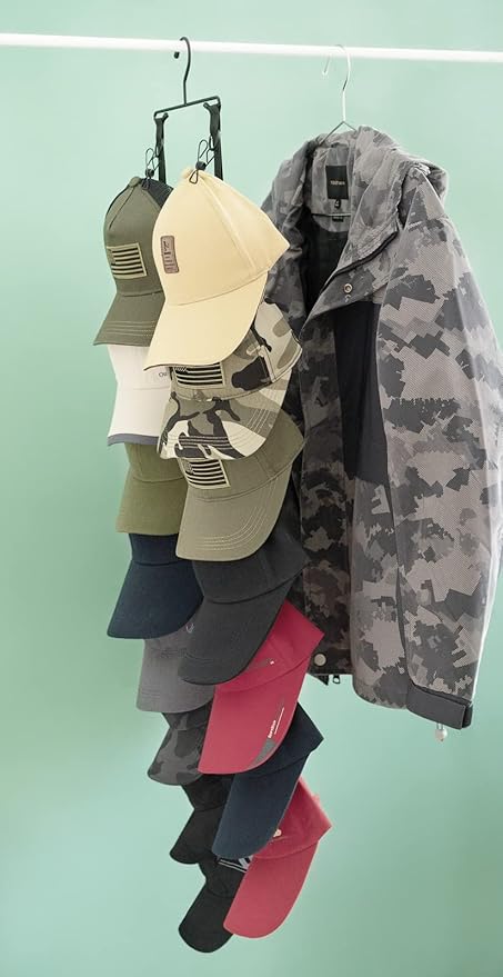 Mkono Closet Storage Rack Baseball Cap Keeper Hanger with 16 Hooks Modern Multifunctional Organizer for Door and Wall Fit Mos