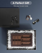 Kukikan Watch Jewelry Box Organizer, 6-Slot 2-Layer Watch Case and Sunglasses Storage with Large Glass Lid, Mens Jewelry