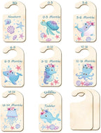 CRASPIRE 10Pcs Wood Baby Wardrobe Dividers Ocean Size Divider Closet Organizers Turtle Seahorse Clothes Whale Shell Nursery D