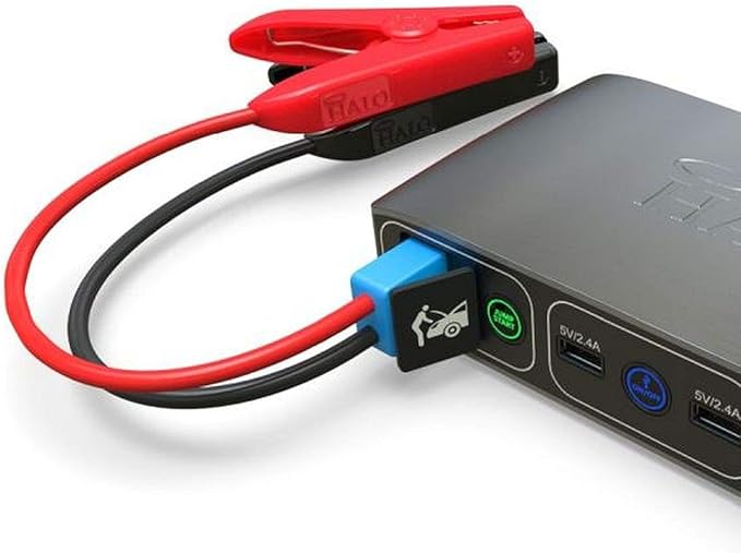HALO Bolt Mini Jumper Cables | Spark Proof Clamps, Easy-to-Use Replacement Cables for All HALO Portable Jump Starters, Compact Size, Easily Fits In Emergency Kits with Other Car Accessories
