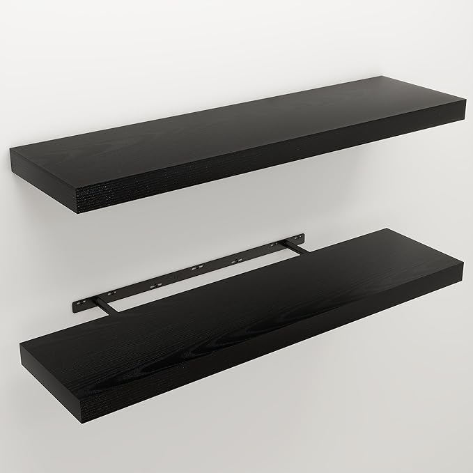 Floating Shelves for Wall, 9.3" Deep Wall Mounted Wood Shelves for Bathroom, Bedroom, Living Room, Kitchen, Hanging Shelf for