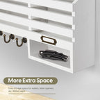 FifthQuarter Key Holder for Wall: Easy Mounted Key Rack and Mail Organizer with Store Shelf and Four Sturdy Keys Hooks Decor 