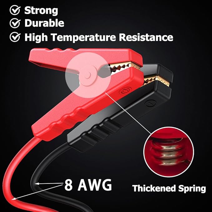 Jumper Cable Clamps Compatible with MIL 12V Battery, Silicone wire 2FT 8AWG Cable,12V Battery Jumper Starter for Cars Light Trucks Car Jump Starting Using Tool