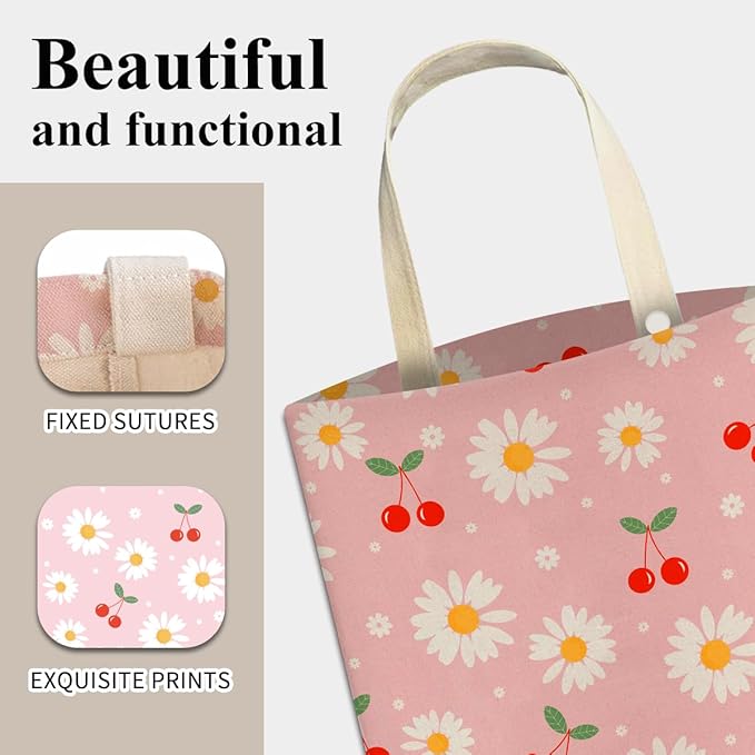 Car Trash Can, Cute Car Trash Bag, Hanging Car Organizer and Storage Bag, Trash Bin for Car Accessories, Vehicle, Travelling, Camping Cute Pink Daisy Cherry