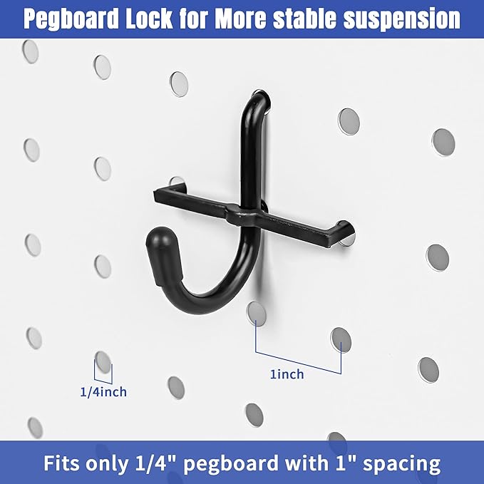 196 PCS Extra Thick 1/4" Pegboard Hooks Set, Heavy Duty Peg Board for Hanging Storage, Black Metal Pegboard Accessories with 