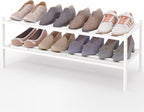 Smiry Long Bamboo Shoe Rack 2-Tier, Stackable Wooden Shoe Organizer for Entryway & Closet, Free Standing Wood Shoe Storage Sh
