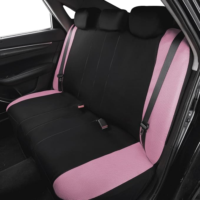 Flying Banner Butterfly car seat Covers ful Set Fashion Universal Lady Woman Female Rear Bench Split Colorized (Pink Black, F