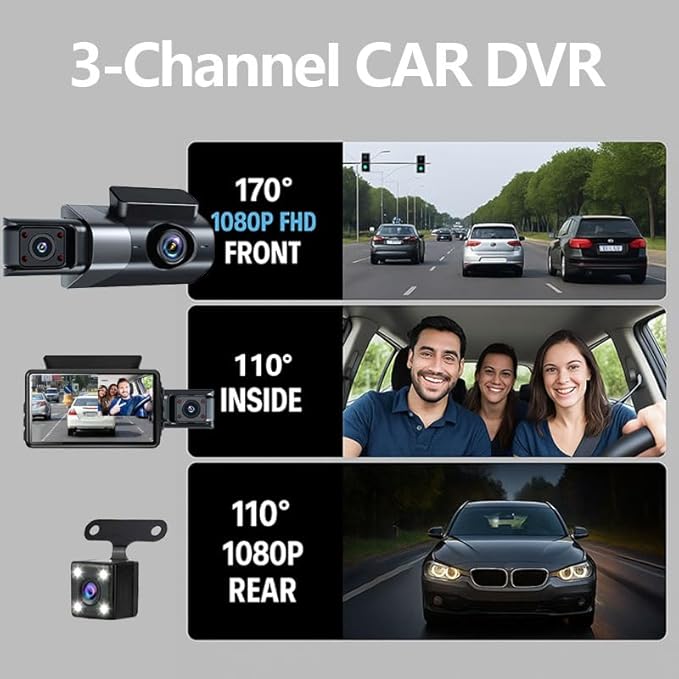 Dash Cam Front and Rear, 1080P Dual Dash Camera, WiFi & App Control, IR Night Vision, 170° Wide Angle, G-Sensor, Parking Mode