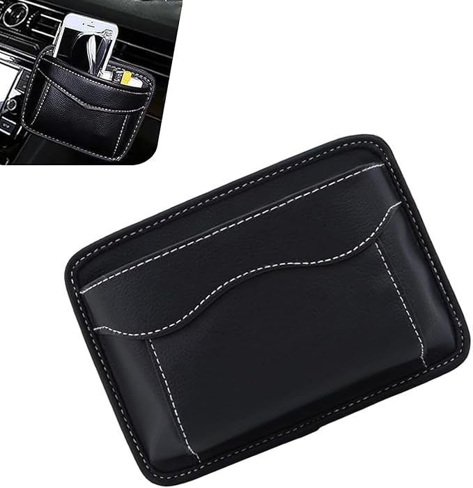 Car Seat Side Pocket Organizer, Premium PU Leather Auto Console Side Pocket, Universal Gap Bag & Pen Holder for Car, Mini Storage Pouch for Phone, Sunglass, Document and Automotive Tray(Black)