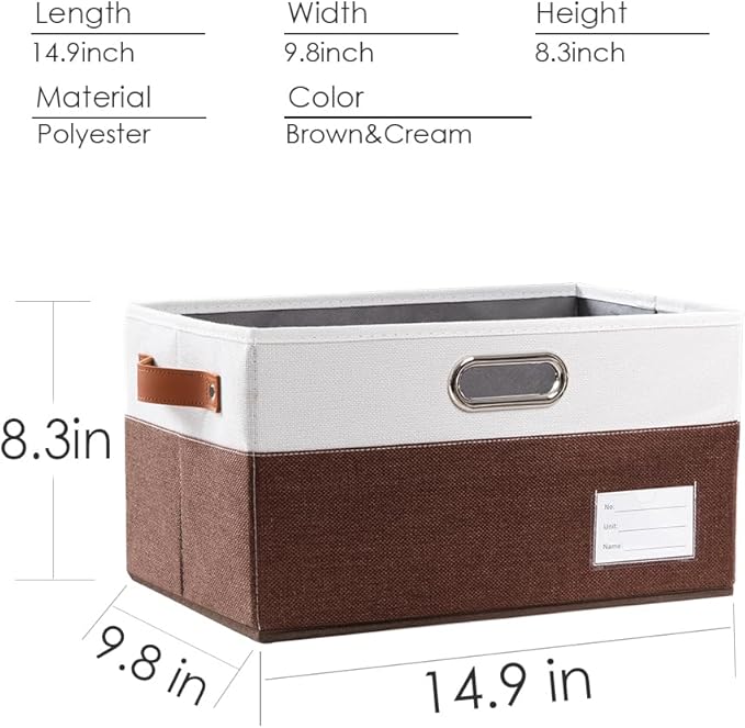 PRANDOM Foldable Storage Bins with Handles [3-Pack] Fabric Collapsible Storage Boxes Baskets Cubes Containers with Handles fo
