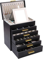BOOVO Jewelry Boxes for Women, White and Black 6 Layer Large Jewelry Box for Necklace, Bracelet, Earrings, Rings Storage, Jew