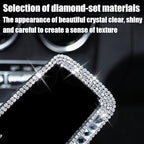 AUCELI Car Rear View Mirror, Bling Rhinestone Interior Rear View Mirror with HD Glass, Wide Angle Clip-On Rearview Mirror with Glitter Crystal Diamond, Car Decoration Accessories for Women (Silver)