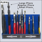 PLR16 Red Pliers Rack mounts on your peg board, or fits in your toolbox drawer. Plier storage for Regular & smaller pliers. H