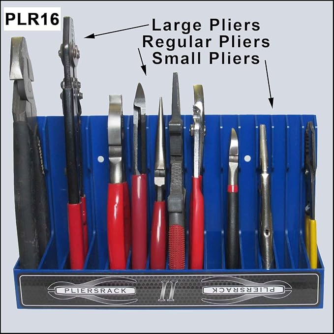 PLR16 Red Pliers Rack mounts on your peg board, or fits in your toolbox drawer. Plier storage for Regular & smaller pliers. H
