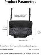 Car Purse Holder - Durable Leather Seat Back Organizer, Front Seat Storage Barrier, Pet & Kids Driver Storage Netting Pouch