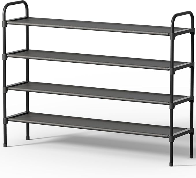 Kitsure Extra-Long Shoe Rack for Closet, Shoe Organizer for Front Door Entrance, Stackable Shoe Shelf, Detachable Closet Orga
