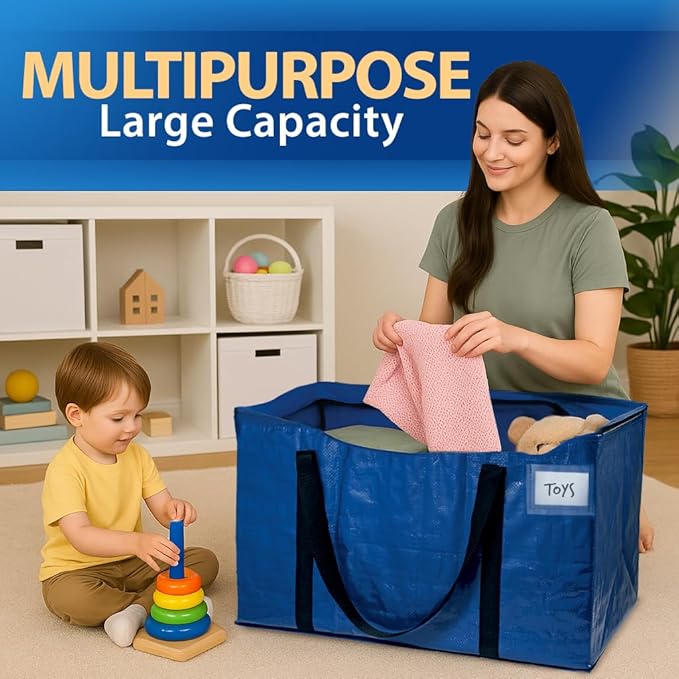 ClearSpace Heavy Duty Moving Bags or Storage Bag – Large Moving Boxes with Backpack Straps, Zippers & Handles – Perfect for M