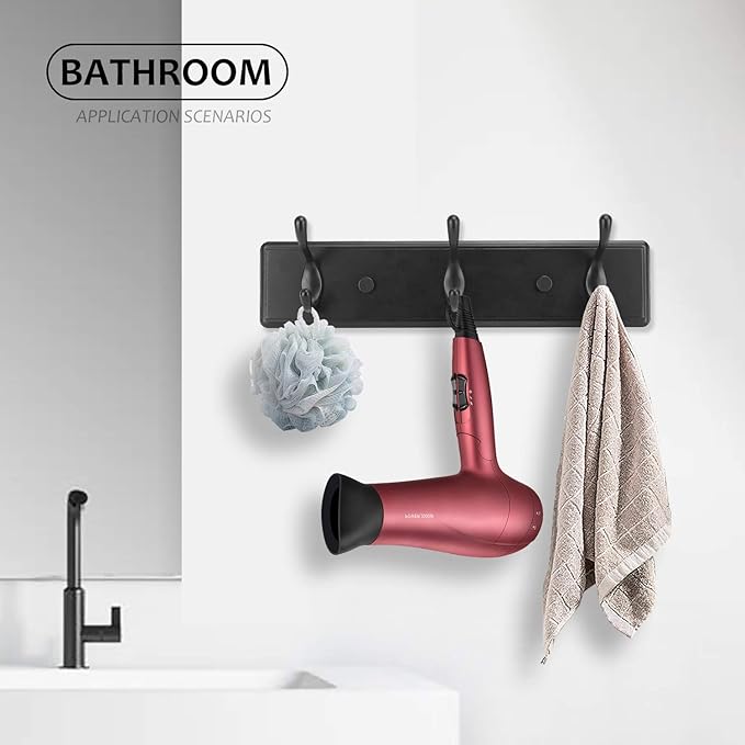 Badiano Wooden Coat Rack, Wall-Mounted Organizer for Closet, Entryway, Hallway, Foyer, Bedroom, Heavy Duty Double Hooks for H