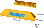 Cast Aluminum Parking Stopper for Garage, 2-Piece Garage Parking Aid, Garage Parking Stops with Reflective Signs, for Driveway, Garage(Yellow)