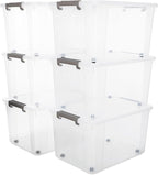 Citylife 6 Packs 69 QT Plastic Storage Bins with Lids Large Stackable Storage Containers for Organizing Clear Storage Box for