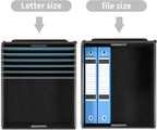 Huolewa File Organizer Box with Lid, Collapsible File Folder Organizer for Office Document Storage, Filing Box with Plastic S