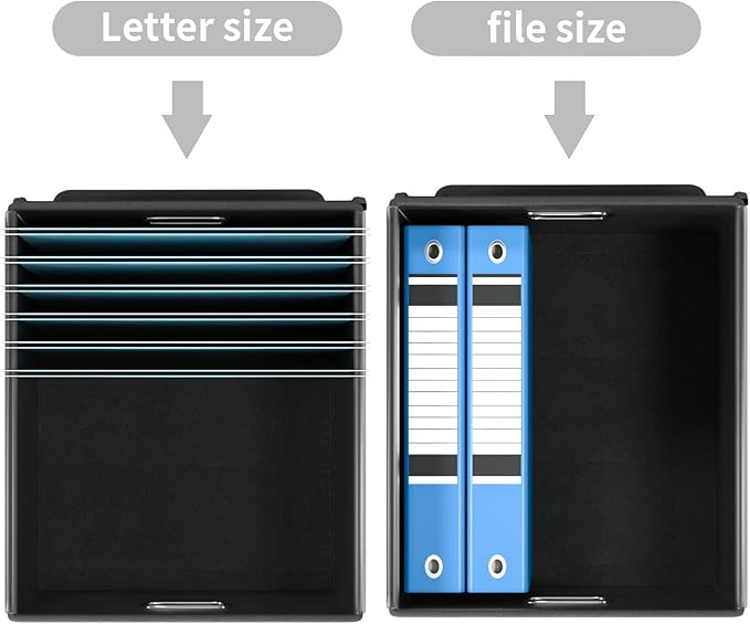 Huolewa File Organizer Box with Lid, Collapsible File Folder Organizer for Office Document Storage, Filing Box with Plastic S