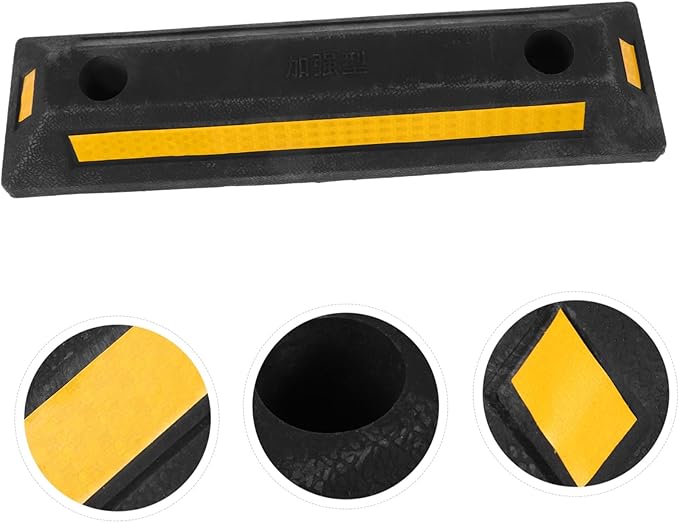 Rubber Parking Stopper for Garage Compact Wheel Stopper with Bright Reflective Stripes Easy Installation Vehicle Parking Block for Driveway and Garage Use