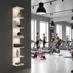 7 Tier Wall Shelves with Led Light, Lack Wall Shelf Unit, Vertical Shelf with Remonte Control,White Shelves