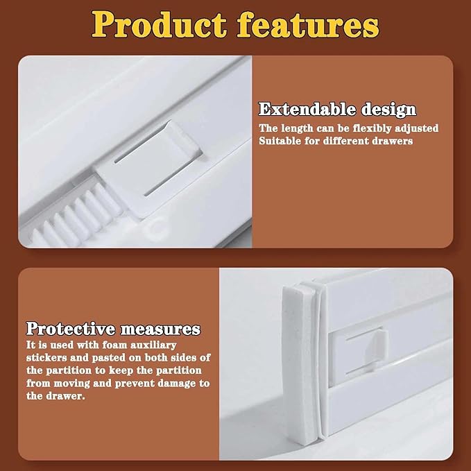 12 Pcs Drawer Dividers for Clothes, 3.15" High 11.34"-19.69" Adjustable Expandable Dresser Drawer Organizer, Clear Plastic Se