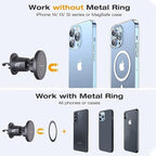 Magnetic Phone Holder for Car - Metal Hook, Compatible with iPhone, Easy Installation, Secure Hold, 360 Rotation, 20-Day Satisfaction Guarantee