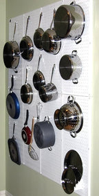 Wall Control Kitchen Pegboard Organizer Pots and Pans Storage Rack Organization Kit with White Pegboard and White Accessories