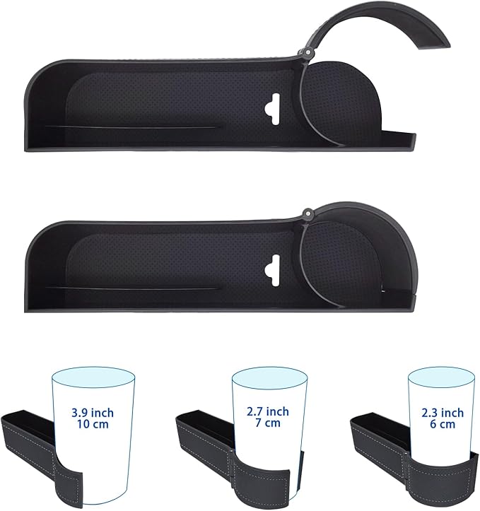 Car seat gap filler organizer,Multi-function car seat storage box 2 packs,Adjustable Cup Holder car console side storage box Holders phone, sunglasses,car accessories (Black Style 4)