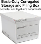 STAPLES Corrugated File Box Lift Off Lid, Letter/Legal Size, White/Black, 10/Pack