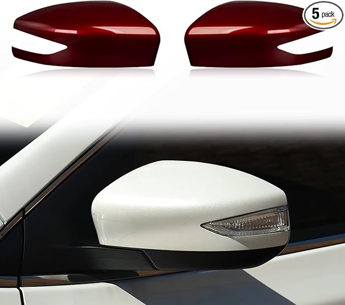 Car Door Rearview Mirror Cover Cap Housing Protective Cover For Exterior Mirrors Fit For Nissan Sentra WITH Signal Light 2013-2019,Nissan Altima 2013-2018(Red Right Passenger Side)