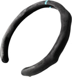 Quick Install Sporty Suede Steering Wheel Cover with Aqua Blue Stripe for 14½ to 15 inches Car Sedan Coupe SUV Pickup Steering Wheel 14.5 to 15 inches
