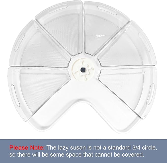 Leeden Lazy Susan Organizer for 28" Diameter Corner Lazy Susan, Plastic Kitchen Cabinet Storage Bins with Handle, 6 Packs, 1/