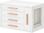 HOOBRO Jewelry Box for Women, Wooden Jewelry Organizer with Transparent Window, 4-Layer Jewelry Organizer Box, Jewelry Holder