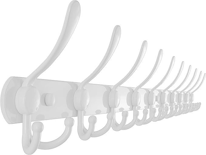Dseap Coat Rack Wall Mount - 38” Long 10-Tri-Hooks Heavy Duty Coat Hanger Rail Wall Hooks for Hanging Coats Hats Clothing Clo