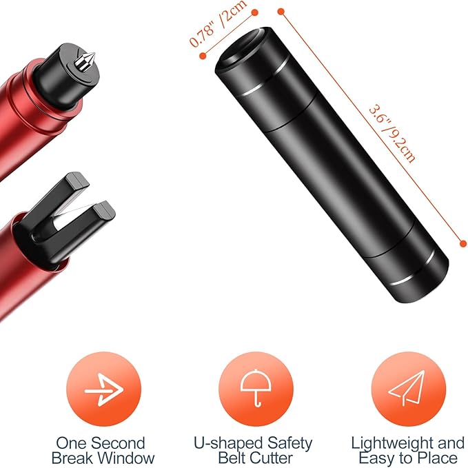 Car Window Breaker and Seatbelt Cutter 2 Pack, 2-in-1 Car Safety Hammer, Multifunctional Auto Glass Breaker, Portable Emergen