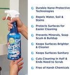 Clean-X REPEL Glass & Surface Cleaner 32 fl. oz. - Cleans & Repels water spots and dirt on glass, mirror, tile and multi surf