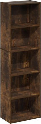 Furinno LUDER Book Shelf, 5-Tier Bookshelf, Bookcase with Open Shelves, 9.4 x 15.8 x 52, Easy Assembly, for Living Room, Bedr